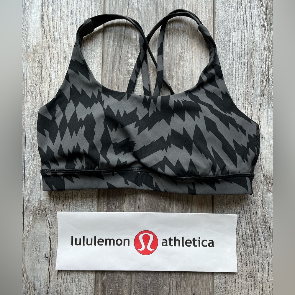 lululemon athletica Black & Gray Abstract Strappy Sports Bra Tank